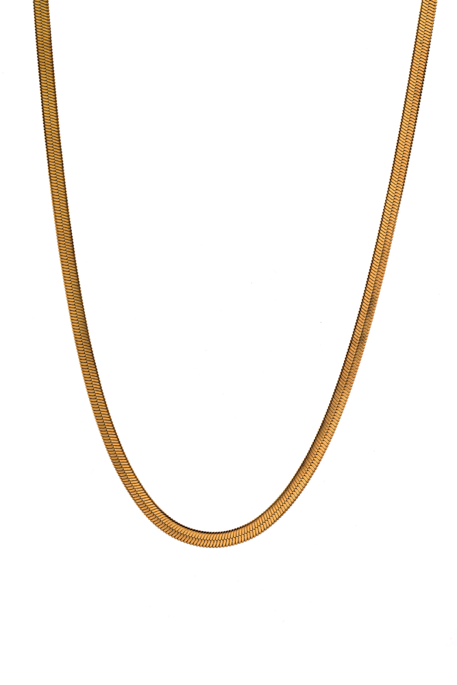 İtalyan Zincir Kalın Ezme Çelik Gold Kolye - 65 cm - 1